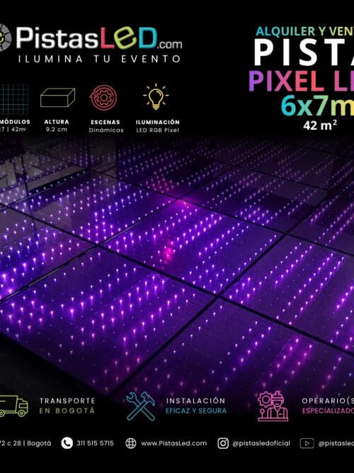 Alquiler de Pista de Baile Pixel LED 6×7 – 42 m2 (160-170 invitados)