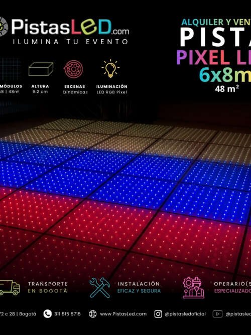 Alquiler de Pista de Baile Pixel LED 6×8 – 48 m2 (180-190 invitados)