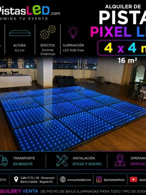 Alquiler de Pista de Baile Pixel LED 4×4 – 16 m2 (60-70 invitados)