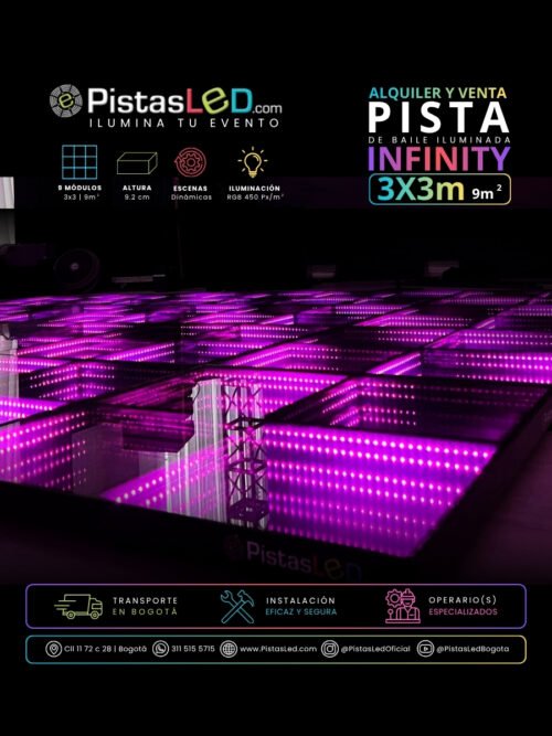 Alquiler de Pista de Baile Infinity LED 3x3 | 9m²
